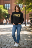Pi Lambda Chi - 4662M - Super Sweat Crewneck Sweat Shirt with Gold Glitter Satin Stitched Letters