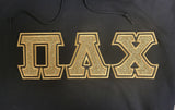 Pi Lambda Chi - 4997M - Pullover Hooded Sweatshirt with Gold Glitter Double Stitched Letters