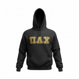 Pi Lambda Chi - 4997M - Pullover Hooded Sweatshirt with Gold Glitter Double Stitched Letters