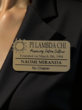 Pi Lambda Chi Magnetic Name Badge: for Events and Meetings Comes in Brushed Gold with Black Engraving