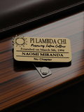 Pi Lambda Chi Magnetic Name Badge: for Events and Meetings Comes in Brushed Gold with Black Engraving