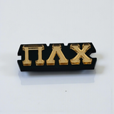 Pi Lambda Chi Magnetic Jewelry Pin with Greek Letters: Gold Mirror on Black Acrylic