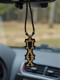 Pi Lambda Chi Tiki Necklace For Multi Cultural Sorority: Gold Glitter on Black Acrylic