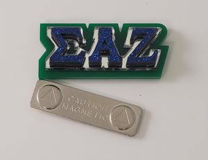 Sigma Alpha Zeta - Magnetic Jewelry Pin with Greek Letters