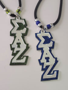 Sigma Alpha Zeta-Tiki; Acrylic; Mirror Front on Dark Green or Navy Glitter