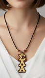 Sigma Lambda Alpha Tiki Necklace For Multi Cultural Sorority: Gold Mirror on Burgundy Glitter Acrylic