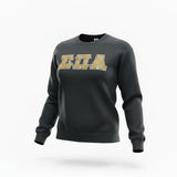 Sigma Pi Alpha - 4662M - Black - Super Sweat Crewneck Sweat Shirt with Gold Glitter on Dark Green and White