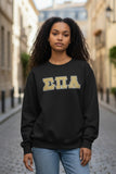 Sigma Pi Alpha - 4662M - Black - Super Sweat Crewneck Sweat Shirt with Gold Glitter on Dark Green and White