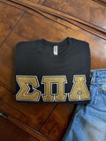 Sigma Pi Alpha - 4662M - Black - Super Sweat Crewneck Sweat Shirt with Gold Glitter on Dark Green and White