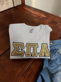 Sigma Pi Alpha Comfort Colors® Ring Spun Crewneck Sweatshirt with Metallic Gold Satin Stitched Letters