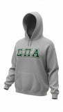 Sigma Pi Alpha Jerzees 4997M Oxford Hooded Sweatshirt with Midnight Greek Letters with White Thread on Metallic Gold Black Thread