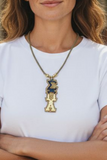 Sigma Pi Alpha Tiki: Gold Mirror on Shimmering Gold Glitter Necklace Teekee