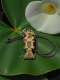 Sigma Pi Alpha Tiki: Gold Mirror on Shimmering Gold Glitter Necklace Teekee