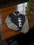 Sigma Tau Sigma ST270  Sport-Tek® Fleece Letterman Jacket, Sorority Coat with Satin Stitch Silver Letter, Greek Life with Metallic Letters