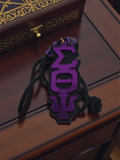 Sigma Theta Psi Tiki - Purple Mirror on Black Glitter Sorority Necklace