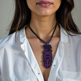 Sigma Theta Psi Tiki - Purple Mirror on Black Glitter Sorority Necklace
