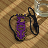 Sigma Theta Psi Tiki - Purple Mirror on Gold Glitter Sorority Necklace