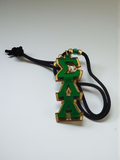 Sigma Lambda Alpha Tiki Necklace For Multi Cultural Sorority: Green Mirror on Gold Mirror Acrylic