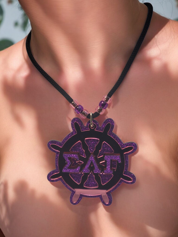 Sigma Lambda Gamma Tiki, SLG Anchor Necklace, Sorority Mirror on Glitter Teekee - 1094-28EC13-051925