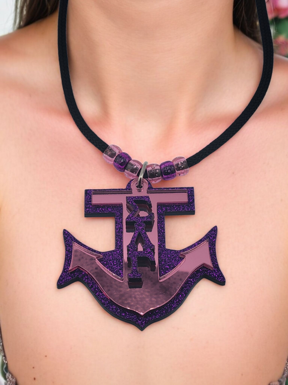 Sigma Lambda Gamma Tiki, SLG Anchor Necklace, Sorority Mirror on Glitter Teekee - 1094-84F045-051925