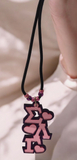 Sigma Lambda Gamma Tiki, SLG Heart Position Necklace, Sorority Pink Mirror on Purple Glitter Pendant,  - 1094-AC9C3A-051525