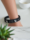 Sigma Tau Sigma Black Silicone Bracelet, Sorority Engraved Wristband, Greek Life Jewelry for Wrist
