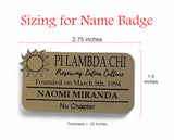 Pi Lambda Chi Magnetic Name Badge: for Events and Meetings Comes in Brushed Gold with Black Engraving