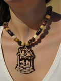 Upsilon Kappa Delta Crest Tiki: of Genuine Lumber of Maple and Walnut