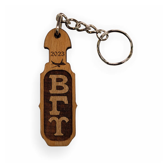 Beta Gamma Psi-Paddle Keychain, Laser Cut and Engraved in Maple or Walnut