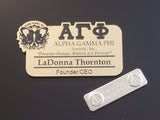 Alpha Gamma Phi - Name Badge for Events and Meetings - Gold or Silver - AGF-BDG-MAG