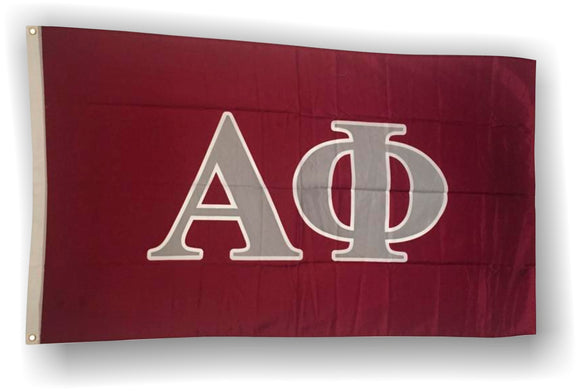 Alpha Phi - 3'x5' Flag with Grey Letters on a Maroon Background