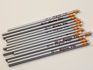 Alpha Phi - Grey Pencils with Maroon Writing - Rah Rah