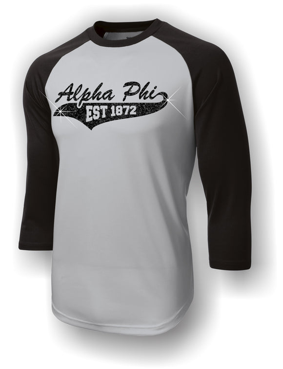 Alpha Phi - Baseball Jersey with Tail on Glitter