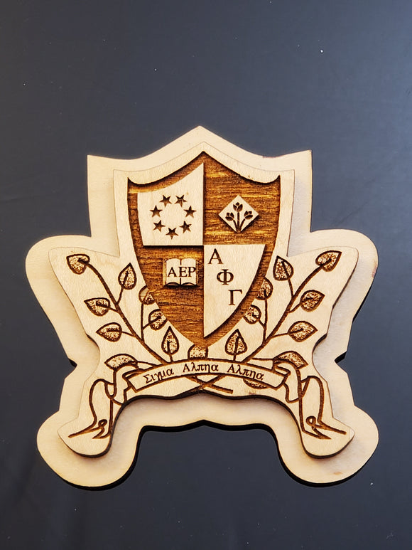 Alpha Phi Gamma - Laser Engraved wood Crest