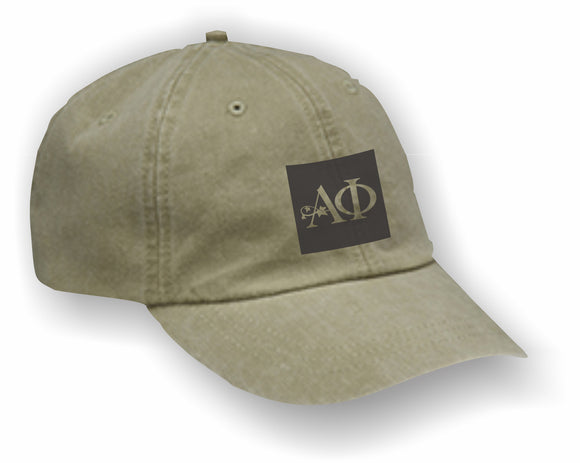 Alpha Phi – Baseball Cap, Embroidered, AD969 6-Panel Low-Profile Washed Pigment-Dyed Cap