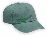 Omega Chi Beta–Baseball Cap, Embroidered, AD969 6-Panel Low-Profile Washed Pigment-Dyed Cap-WCB-AD969