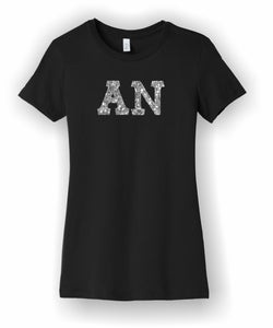 Alpha Nu - Ladies Tee with Glitter Letters - BC6004
