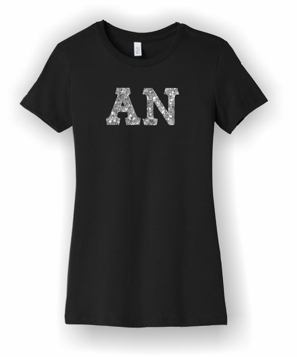 Alpha Nu - Ladies Tee with Glitter Letters - BC6004