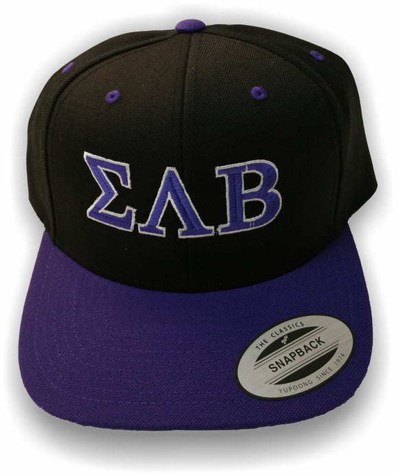 Sigma Lambda Beta – Baseball Cap, Embroidered, NE400 Snapback Cap - Purple/Black