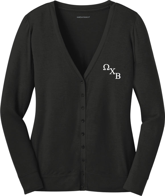 Omega Chi Beta-Ladies Cardigan; Port Authority®; Embroidered-WCB-L545-CARDIGAN