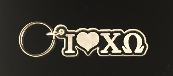 Chi Omega - Clear Etched Acrylic with I Love Chi Omega