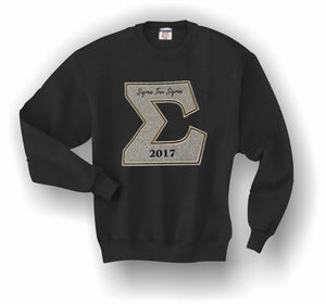 Sigma Tau Sigma–Crewneck Sweatshirt, Embroidered (Double Stitched); JERZEES® SUPER SWEATS®-STS-4662-CNSW-BLK-BIGSIGMA
