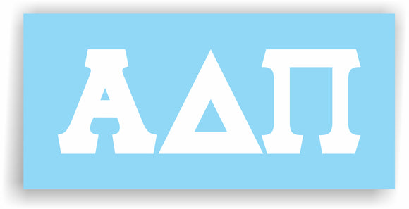 Alpha Delta Pi–White Vinyl Decals for Car, Computer or anywhere-ADP-DCL