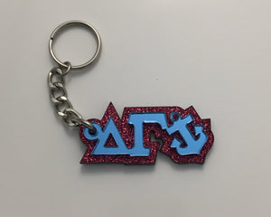 Delta Gamma - Blue Mirror on Hot Pink Glitter with Anchor