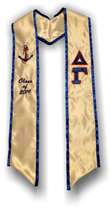 Delta Gamma - Graduation Stole with Letters, Anchor and Date