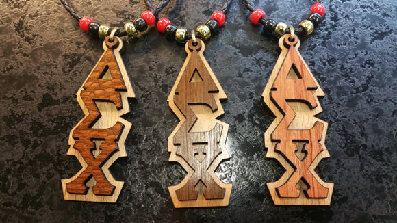 Delta Sigma Chi - Exotic Wood Tikis with Letters