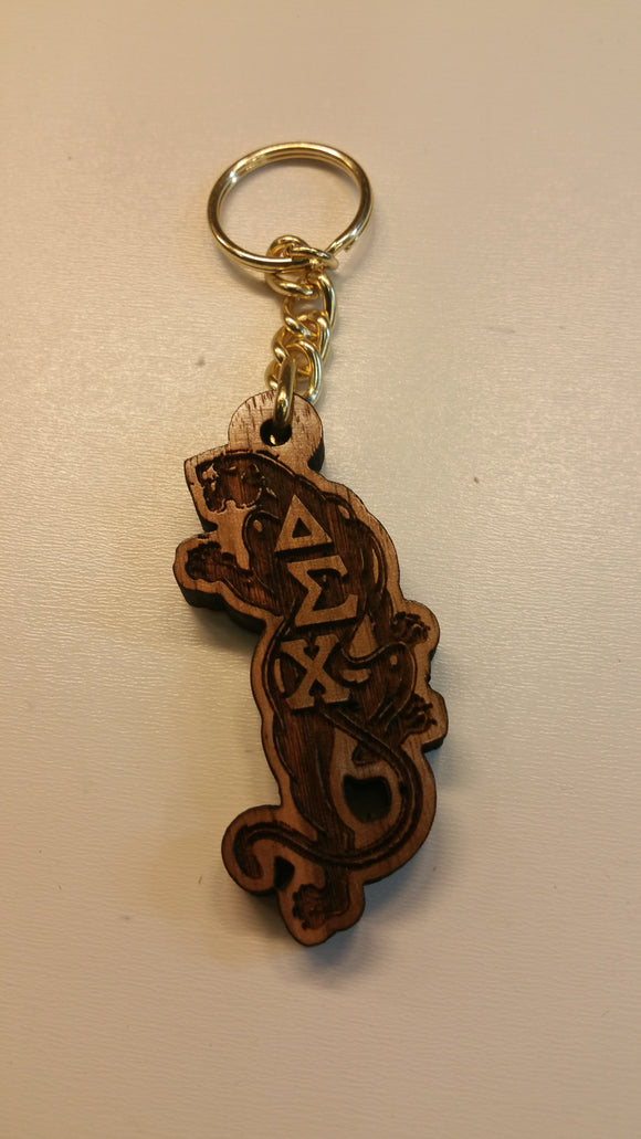 Delta Sigma Chi - Wood Leopard Keychain