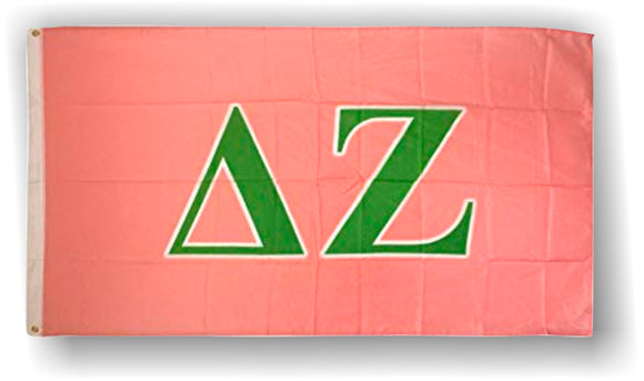 Delta Zeta - 3'x5' Flag with Green Letters on Pink