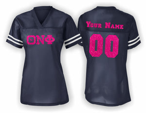 Theta Nu Phi-Football Jersey, Sport-Tek® Ladies PosiCharge®-QNF-LST307-FBJ-PNKGLTR-NVY