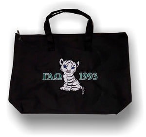 Gamma Alpha Omega - Tote Bag with White Bengal Cub Tiger - Letters and Year